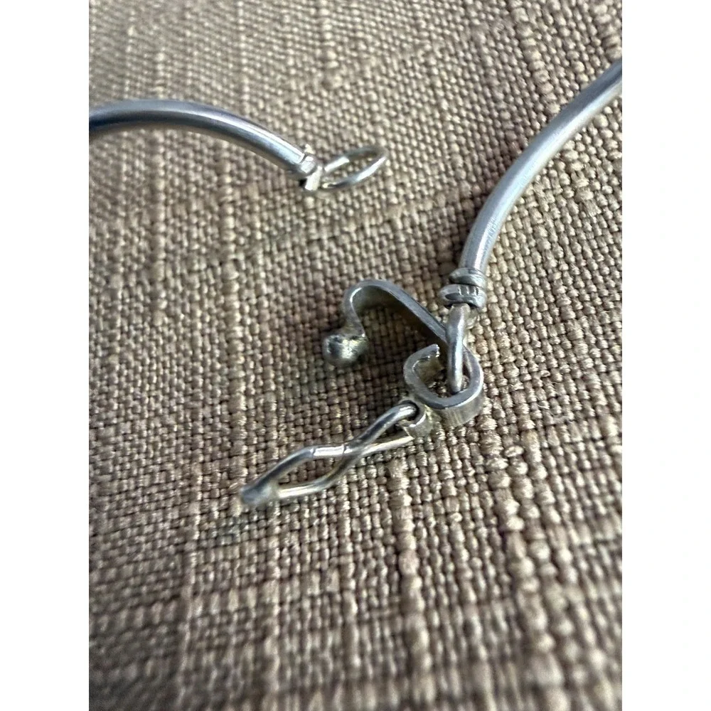 Sterling Silver Wavy Bar Chain Necklace With Square 925 Pendant Stunning Unique